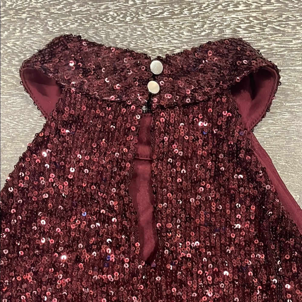 Women’s Cable & Gauge Burgundy Sequin Halter Top Size Small - Picture 7 of 12